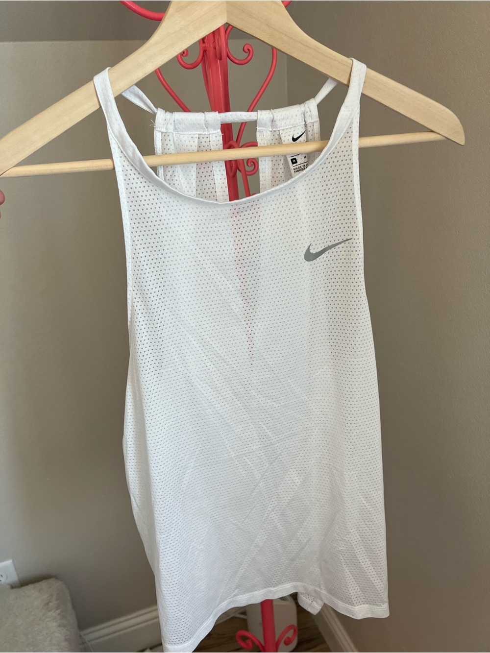 Nike White Perforated Racerback Tank Top